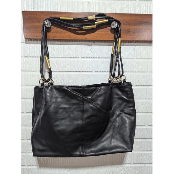 Lancome Black Buttery Soft Leather 90's Era Tote Bag - Picture 1 of 6